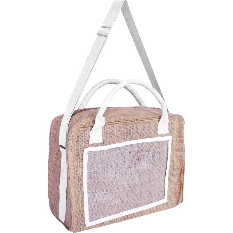 Jute bag with 2 handles and carrying strap