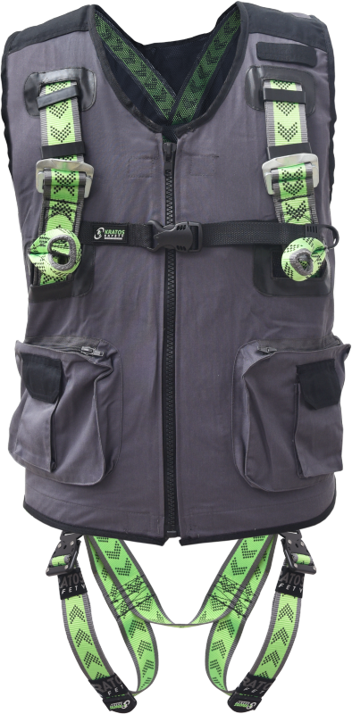Full body harness with multi-pocket work vest
