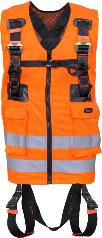 REFLEX 2 Comfort Full body harness 2 attachment points with High visibility
orange work vest