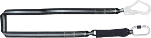 Kratos - Amortyzator bezpieczeństwa (taśma 45mm) FIREFREE trudnopalny taśmowy długość 1,5m z zatrzaśnikiem owal zakręcanym i zatrzaśnikiem hak stalowym otwarcie 55mm