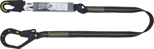 Kratos - Amortyzator bezpieczeństwa (taśma 30mm) DIELECTRI taśmowy długość 2m z zatrzaśnikiem hakowym bi-otwieralnym 15mm i zatrzaśnik hakowy otwarcie 55mm dielektrycznymi