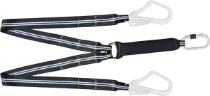 Kratos - Amortyzator bezpieczeństwa (taśma 45mm) FIREFREE typu Y trudnopalny taśmowy długość 1m z zatrzaśnikiem owal zakręcanym i zatrzaśnikami hak stalowymi otwarcie 55mm