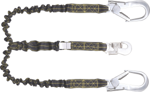 Kratos - REVOLTA amortyzator bezpieczeństwa (taśma 45mm) typu Y taśma elastyczna 2m odporna na zabrudzenia i oleje, zatrzaśniki aluminiowe hakowe