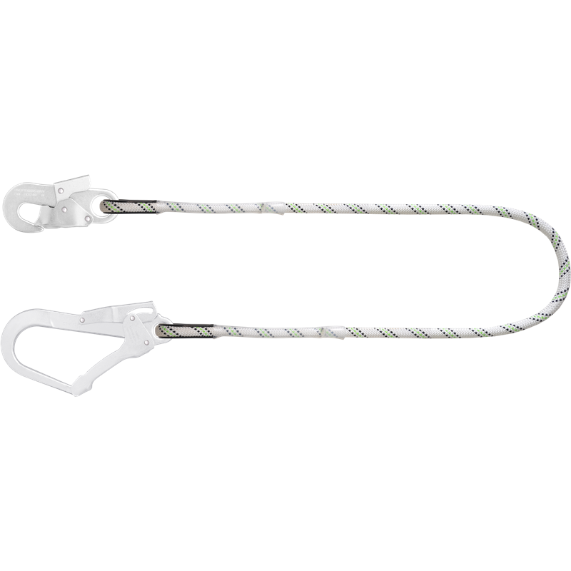 Kernmantle rope lanyard 1 m with a steel snap hook opening 17 mm and a steel
scaffold hook opening 55 mm